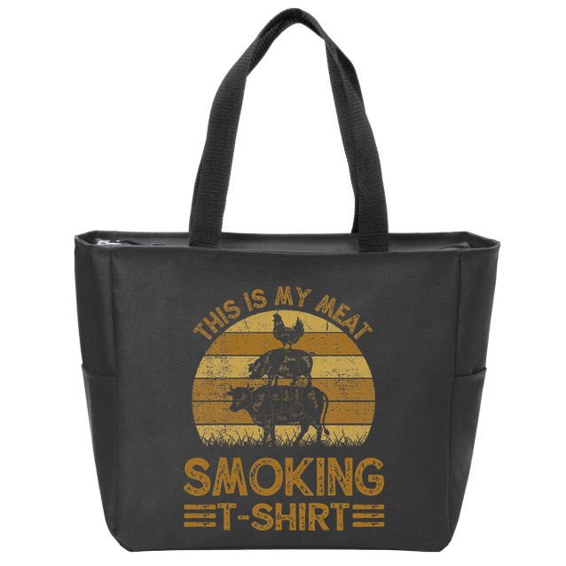 Funny This Is My Meat Smoking Bbq Barbeque Dad Zip Tote Bag