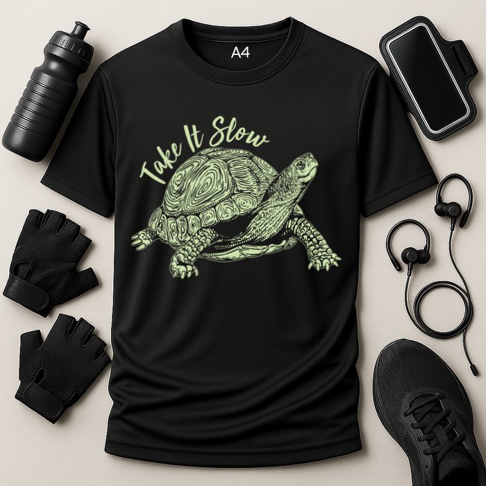 Funny Take It Slow Turtle Tortoise Performance Shirt