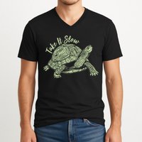 Funny Take It Slow Turtle Tortoise V-Neck T-Shirt