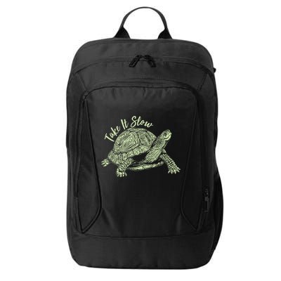 Funny Take It Slow Turtle Tortoise City Backpack
