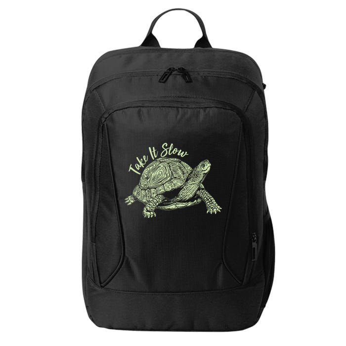 Funny Take It Slow Turtle Tortoise City Backpack