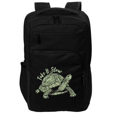 Funny Take It Slow Turtle Tortoise Impact Tech Backpack