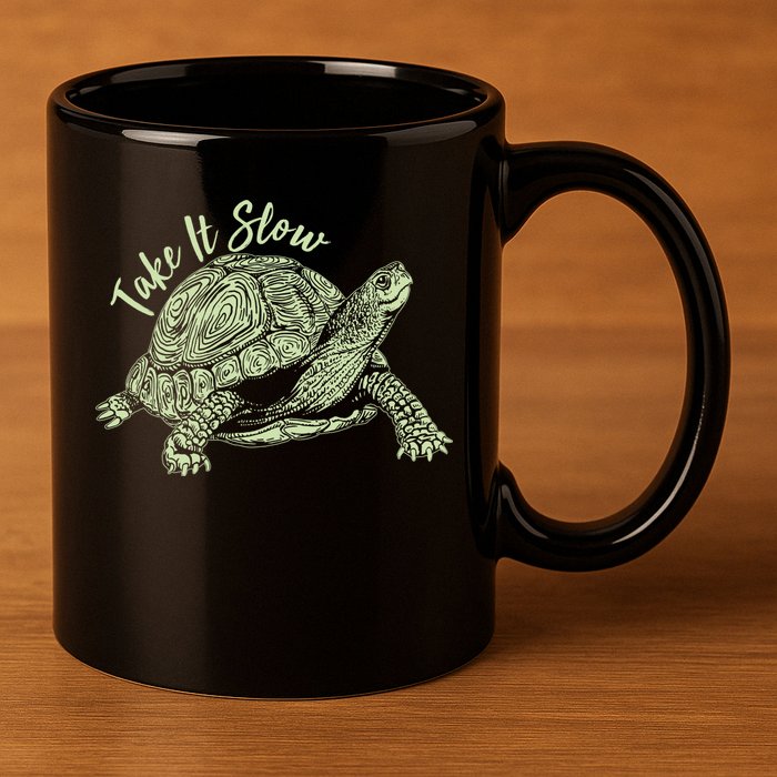 Funny Take It Slow Turtle Tortoise 11oz C Handle Ceramic Mug