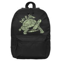 Funny Take It Slow Turtle Tortoise 16 in Basic Backpack