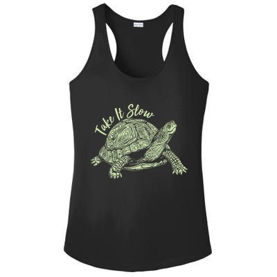 Funny Take It Slow Turtle Tortoise Ladies PosiCharge Competitor Racerback Tank
