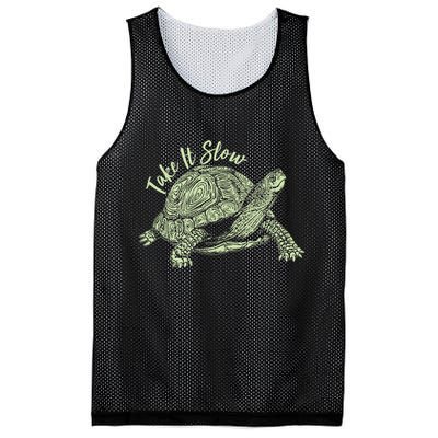 Funny Take It Slow Turtle Tortoise Mesh Reversible Basketball Jersey Tank