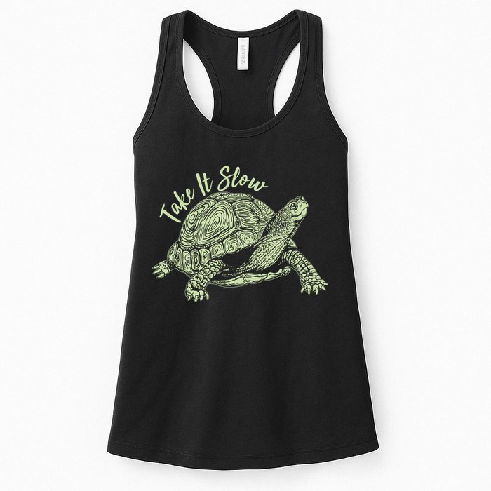 Funny Take It Slow Turtle Tortoise Womens Tank Top
