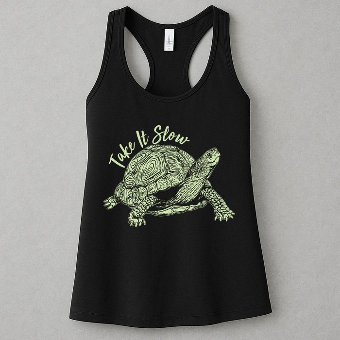 Funny Take It Slow Turtle Tortoise Womens Tank Top