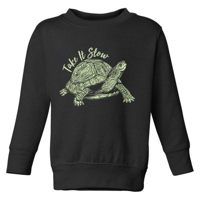 Funny Take It Slow Turtle Tortoise Toddler Sweatshirt