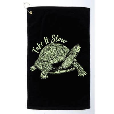 Funny Take It Slow Turtle Tortoise Golf Towel