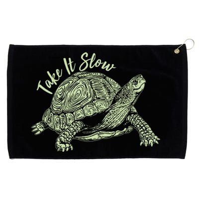 Funny Take It Slow Turtle Tortoise Grommeted Golf Towel