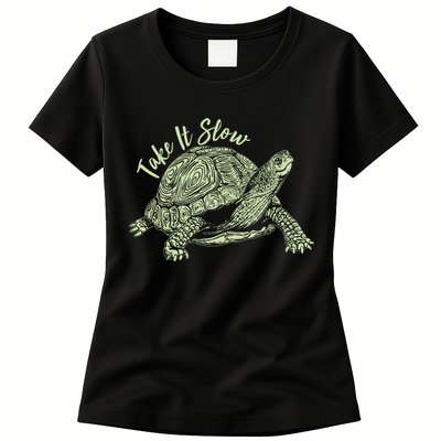 Funny Take It Slow Turtle Tortoise Womens T-Shirt