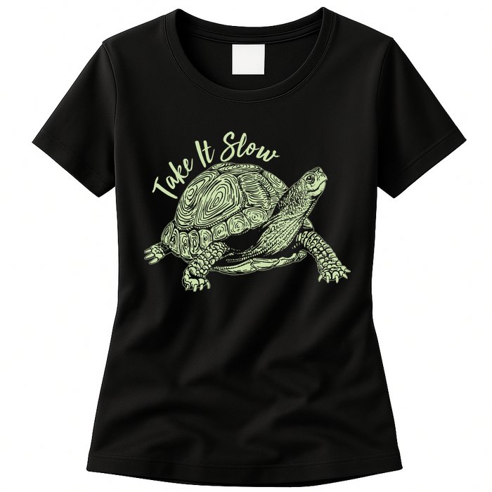 Funny Take It Slow Turtle Tortoise Womens T-Shirt