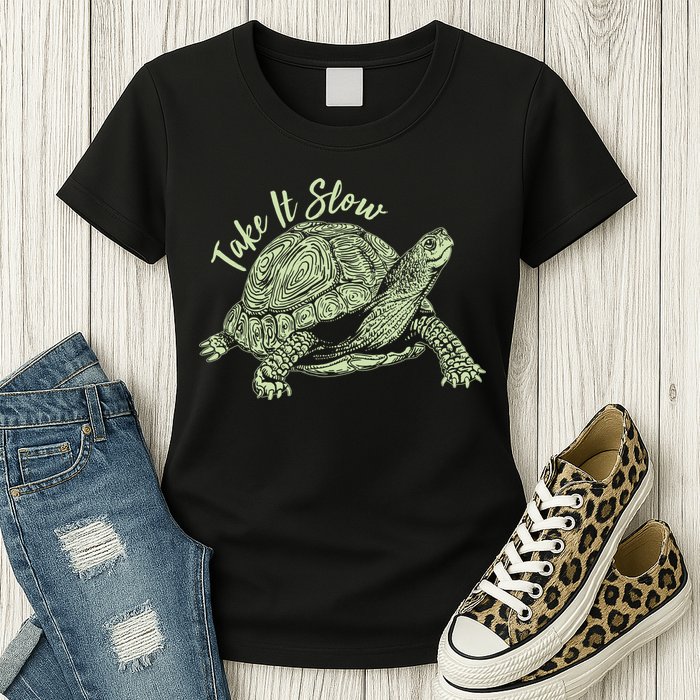 Funny Take It Slow Turtle Tortoise Womens T-Shirt