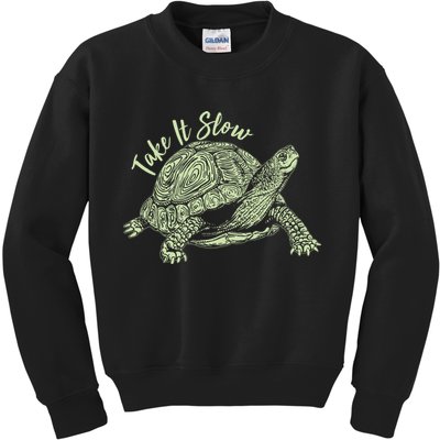 Funny Take It Slow Turtle Tortoise Kids Sweatshirt
