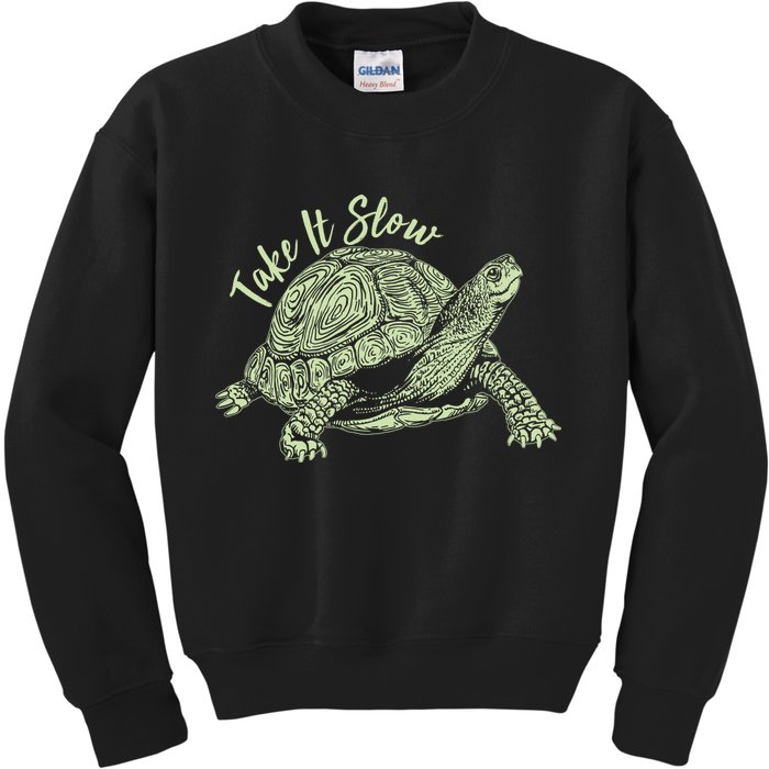 Funny Take It Slow Turtle Tortoise Kids Sweatshirt