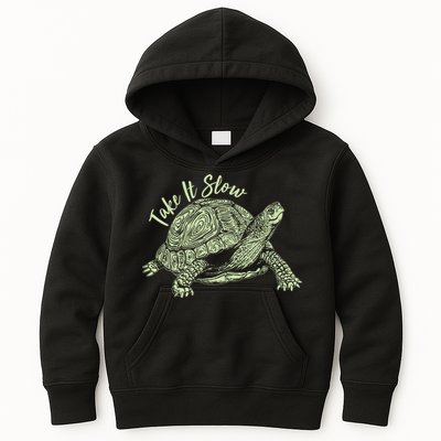 Funny Take It Slow Turtle Tortoise Kids Hoodie