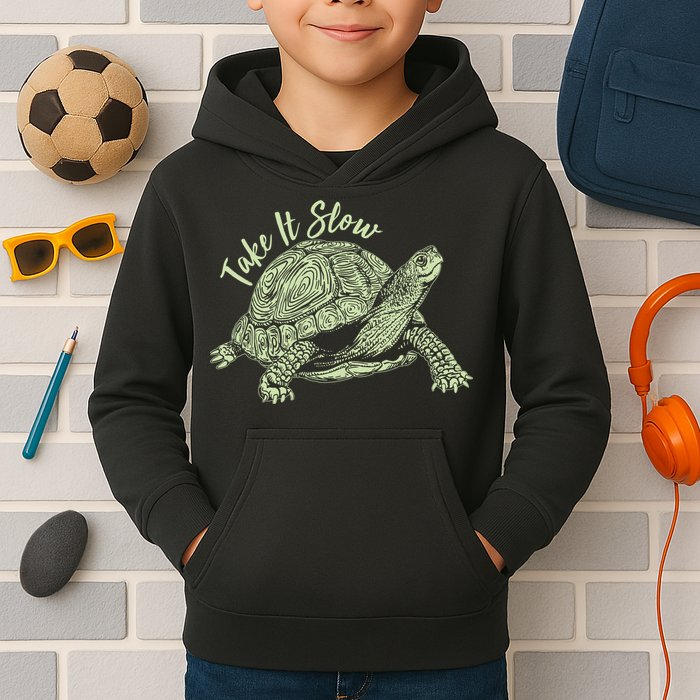 Funny Take It Slow Turtle Tortoise Kids Hoodie
