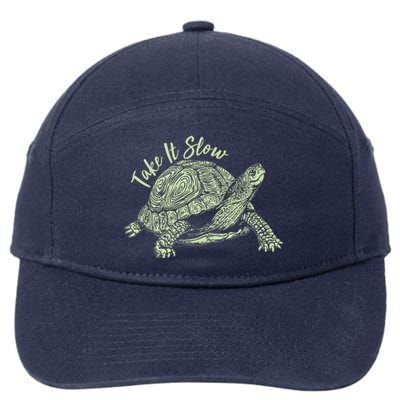 Funny Take It Slow Turtle Tortoise 7-Panel Snapback Hat