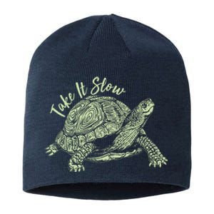 Funny Take It Slow Turtle Tortoise Sustainable Beanie