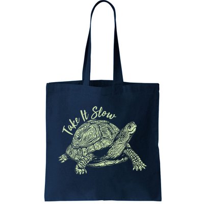 Funny Take It Slow Turtle Tortoise Tote Bag