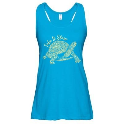 Funny Take It Slow Turtle Tortoise Ladies Essential Flowy Tank