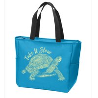 Funny Take It Slow Turtle Tortoise Zip Tote Bag