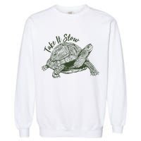Funny Take It Slow Turtle Tortoise Garment-Dyed Sweatshirt