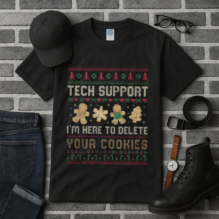 Funny Techsupport I’M Here To Delete Your Cookies Christmas Tall T-Shirt