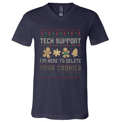 Funny Techsupport I’M Here To Delete Your Cookies Christmas V-Neck T-Shirt