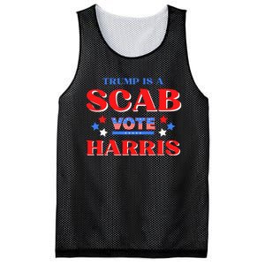 Funny Trump Is A Scab Vote Harris Walz Kamala President 2024 Mesh Reversible Basketball Jersey Tank