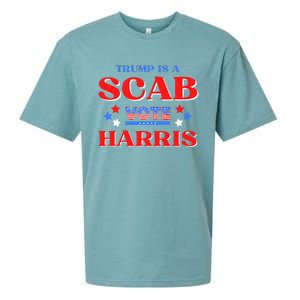 Funny Trump Is A Scab Vote Harris Walz Kamala President 2024 Sueded Cloud Jersey T-Shirt