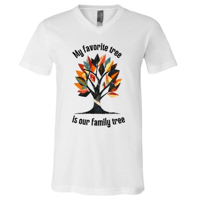 Favorite Tree Is My Family History Funny Genealogy V-Neck T-Shirt