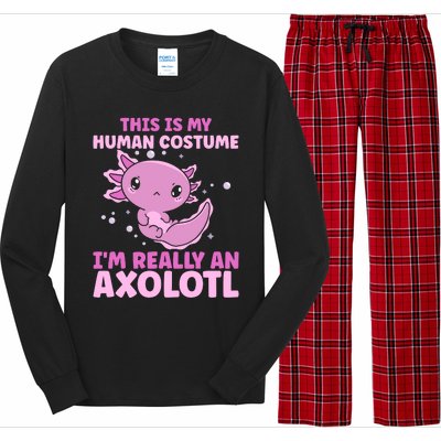 Funny This Is My Human Costume IM Really An Axolotl Lover Long Sleeve Pajama Set