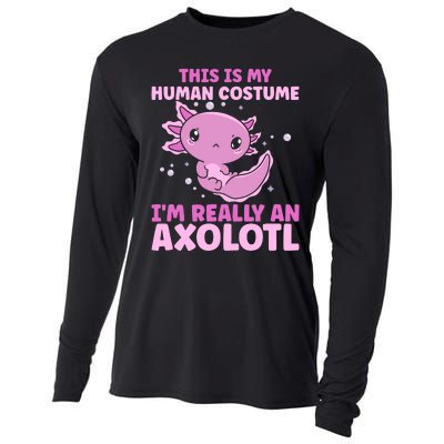 Funny This Is My Human Costume IM Really An Axolotl Lover Cooling Performance Long Sleeve Crew