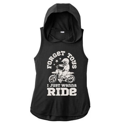 Forget Toys I Just Wanna Ride Dirt Bike Rider Boy Motocross Ladies PosiCharge Tri-Blend Wicking Draft Hoodie Tank