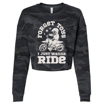 Forget Toys I Just Wanna Ride Dirt Bike Rider Boy Motocross Cropped Pullover Crew