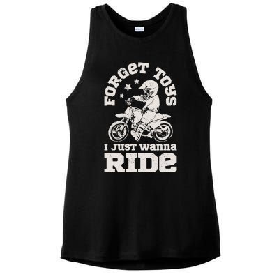 Forget Toys I Just Wanna Ride Dirt Bike Rider Boy Motocross Ladies PosiCharge Tri-Blend Wicking Tank