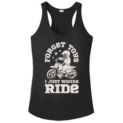 Forget Toys I Just Wanna Ride Dirt Bike Rider Boy Motocross Ladies PosiCharge Competitor Racerback Tank