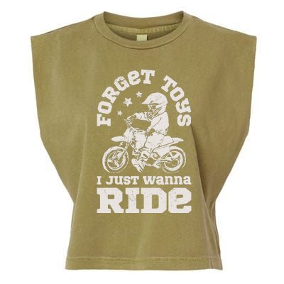 Forget Toys I Just Wanna Ride Dirt Bike Rider Boy Motocross Garment-Dyed Women's Muscle Tee