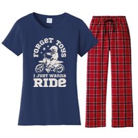 Forget Toys I Just Wanna Ride Dirt Bike Rider Boy Motocross Women's Flannel Pajama Set