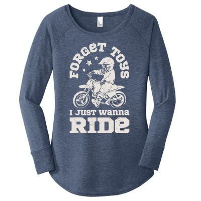 Forget Toys I Just Wanna Ride Dirt Bike Rider Boy Motocross Women's Perfect Tri Tunic Long Sleeve Shirt