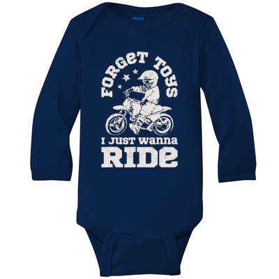 Forget Toys I Just Wanna Ride Dirt Bike Rider Boy Motocross Baby Long Sleeve Bodysuit