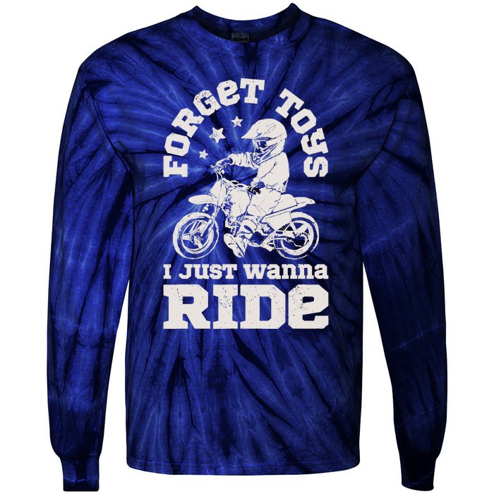 Forget Toys I Just Wanna Ride Dirt Bike Rider Boy Motocross Tie-Dye Long Sleeve Shirt