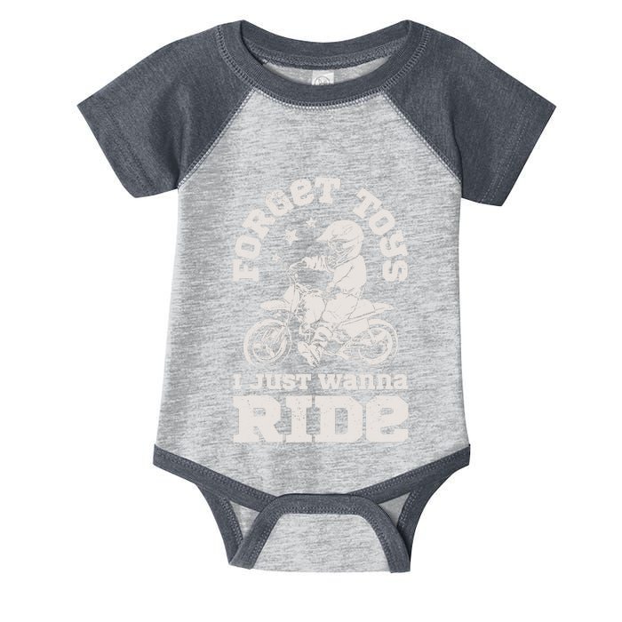 Forget Toys I Just Wanna Ride Dirt Bike Rider Boy Motocross Infant Baby Jersey Bodysuit