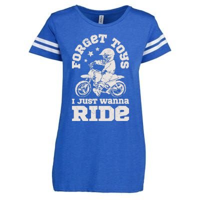 Forget Toys I Just Wanna Ride Dirt Bike Rider Boy Motocross Enza Ladies Jersey Football T-Shirt