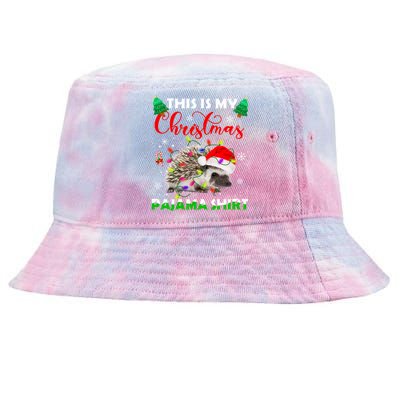 Funny This Is My Christmas Pajama Gift Hedgehog Red Plaid Gift Tie-Dyed Bucket Hat