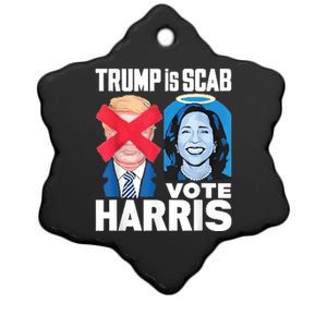 Funny Trump Is A Scab Vote Harris Walz Ceramic Star Ornament