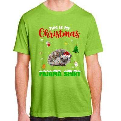 Funny This Is My Christmas Pajama Cool Gift Hedgehog Red Plaid Gift Adult ChromaSoft Performance T-Shirt