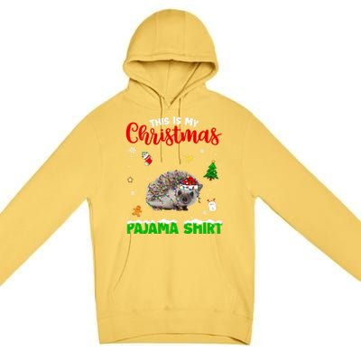 Funny This Is My Christmas Pajama Cool Gift Hedgehog Red Plaid Gift Premium Pullover Hoodie